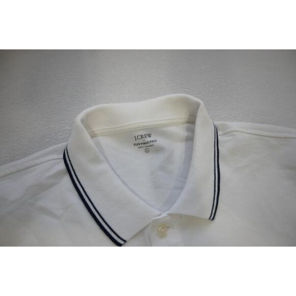 J Crew Flex Pique Polo Shirt Short Sleeve White Casual Prep Mens Size Large - Picture 6 of 9